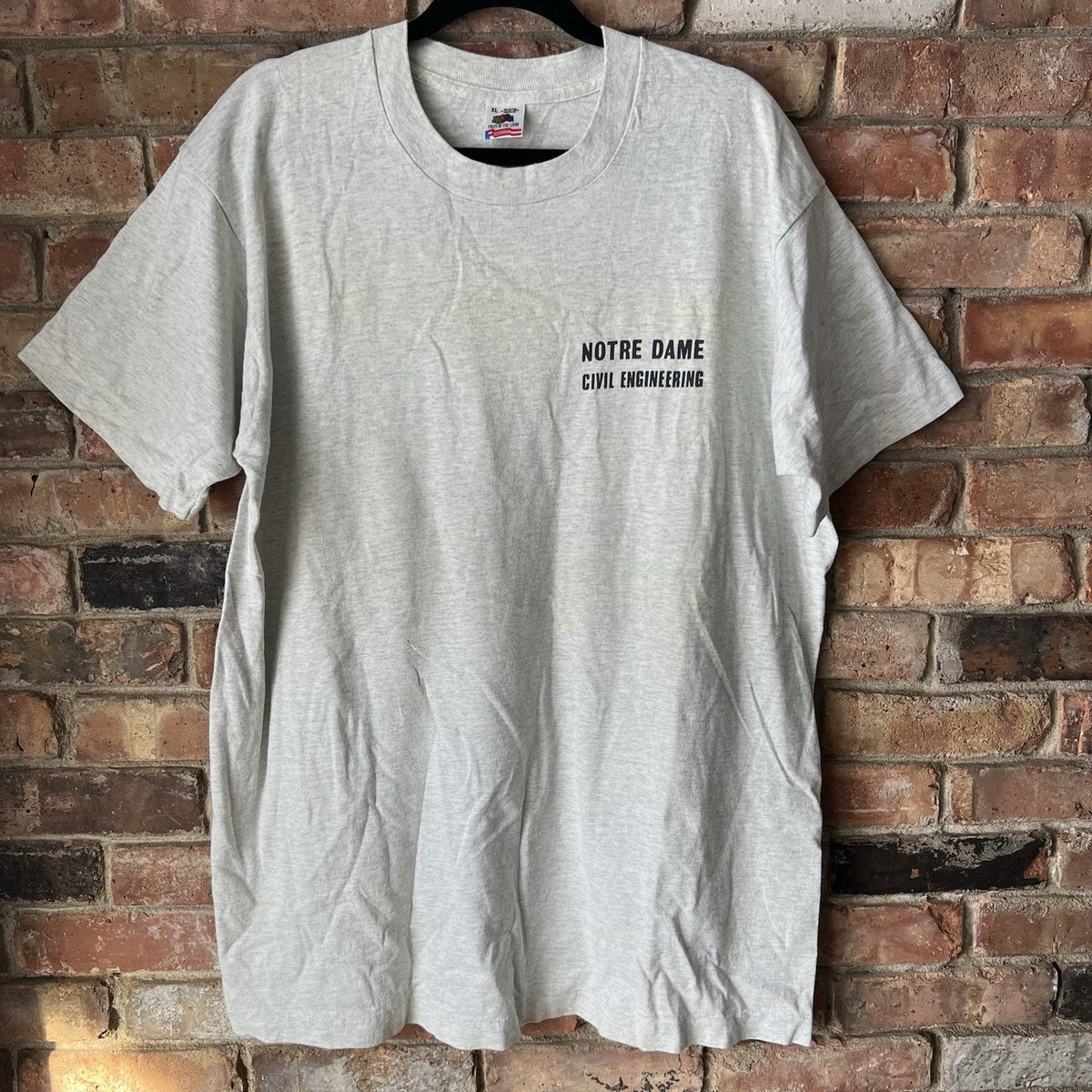 Vintage 90s Fruit of the Loom Men's XL Notre Dame Civil Engineering Shirts Gray