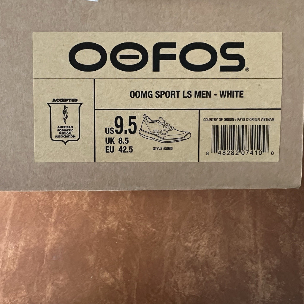 OOFOS Men's 9.5 OOmg Sport LS Low Recovery Supportive Cushion Knitted Shoe White