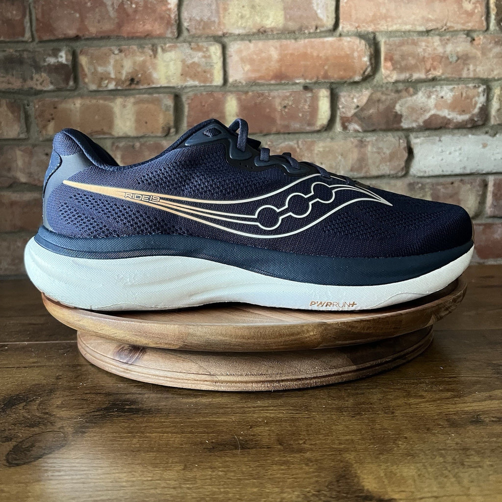Saucony Ride 19 Mens 12.5 Wide Blue Balanced Cushion Neutral Running Shoes