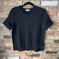 Madewell Black Wool Blend Women's S Waffle Knit Pullover Boxy Blouse Shirt