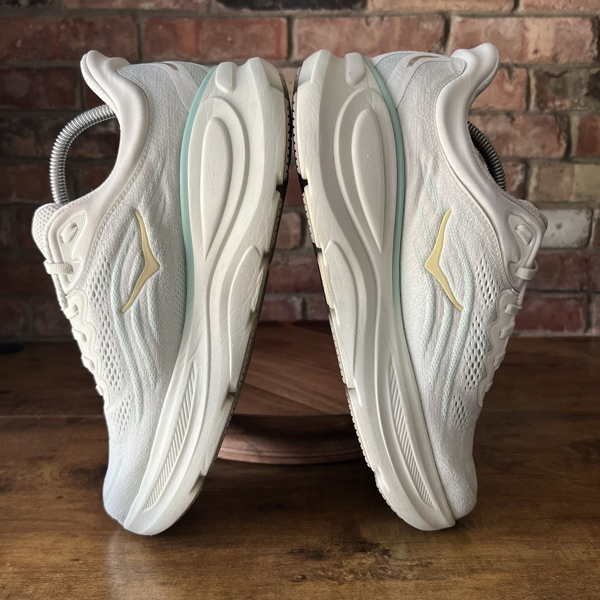 Hoka One One Bondi 9 Cream Green Womens 12 Men's 10.5 Max Cushion Shoes Sneakers