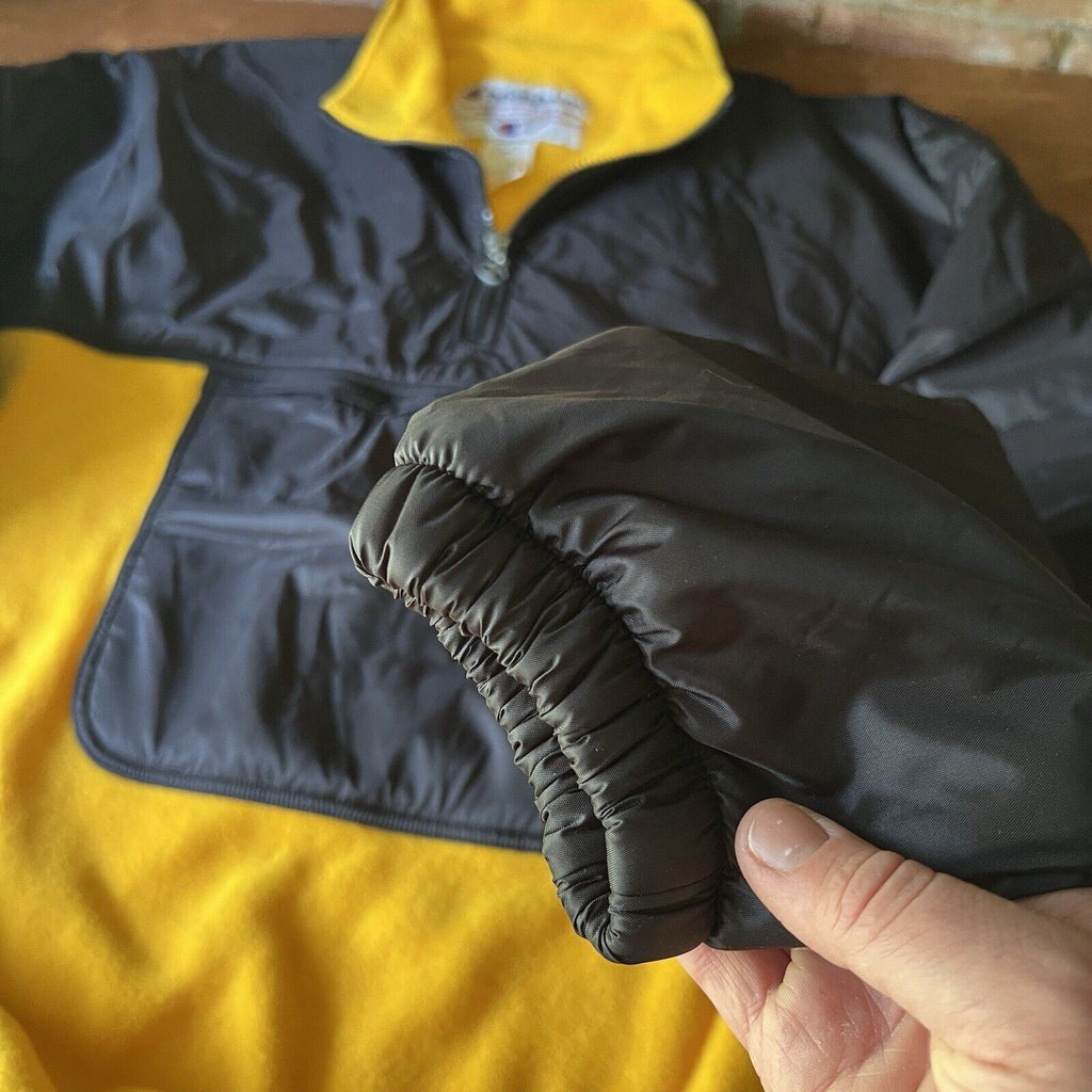 Vintage Yellow Black Champion Fleece Jacket Size XL Mountaineers Kangaroo Pouch