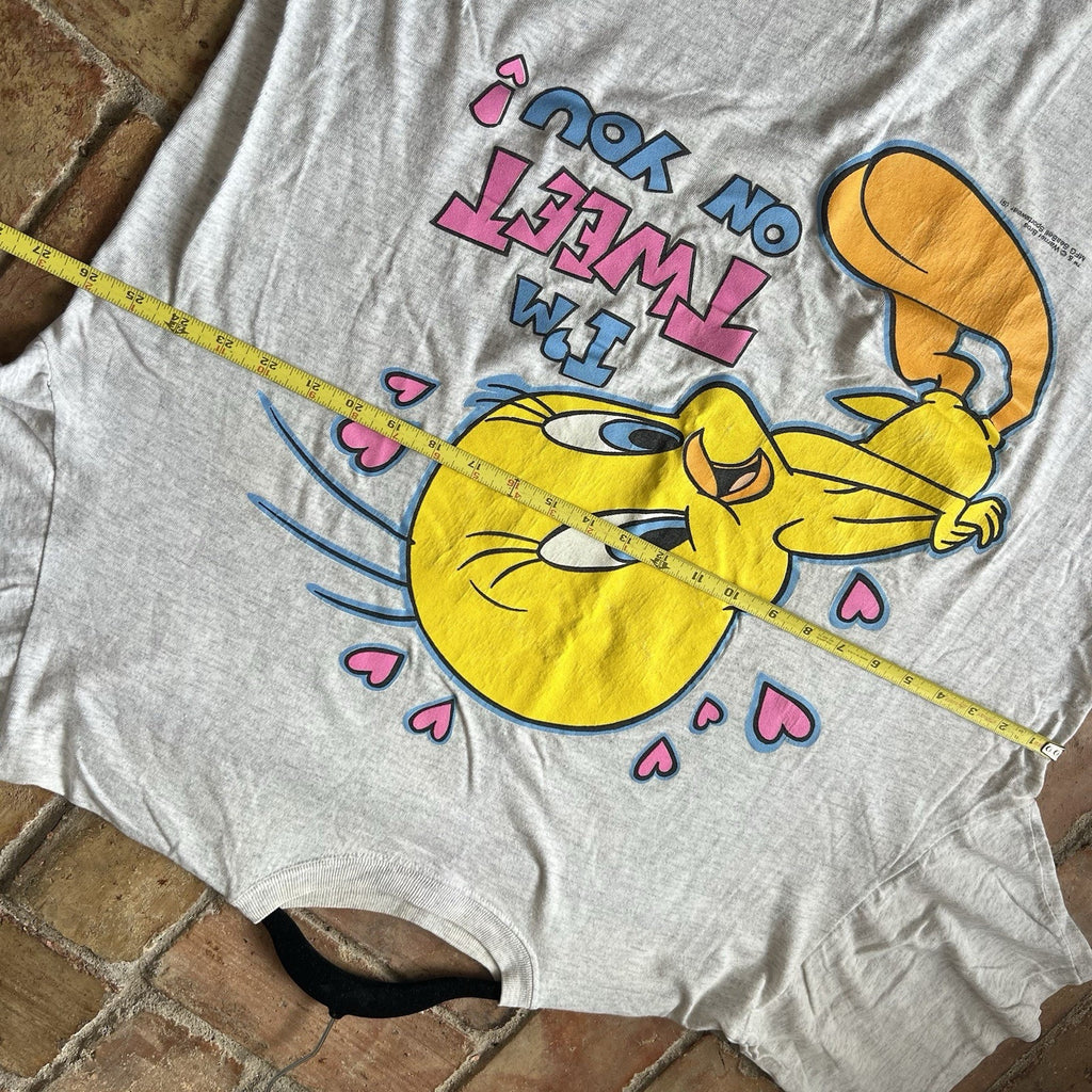 Vintage Tweety Im Tweet On You XL Gray Oversized Pajama Shirt 90's T-Shirts