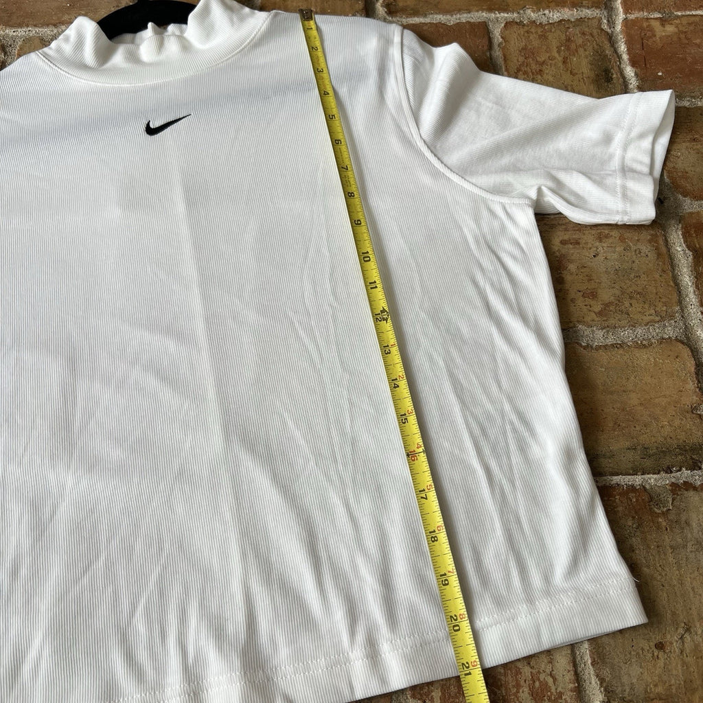Nike Women's Sportswear Essential Ribbed MockNeck Short Sleeve Top White XL