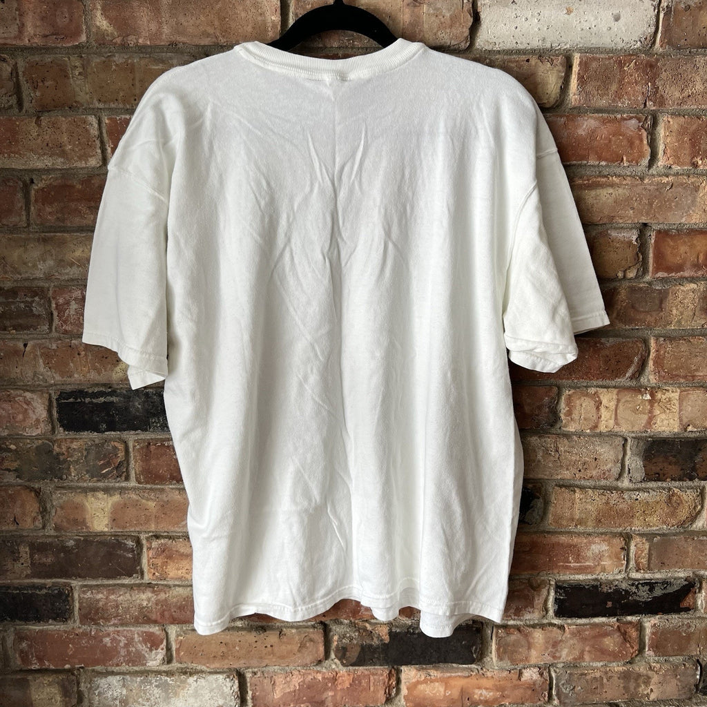 Vintage 90s XL Champion Spell Out White Blue Stitched BOXY Women's XL