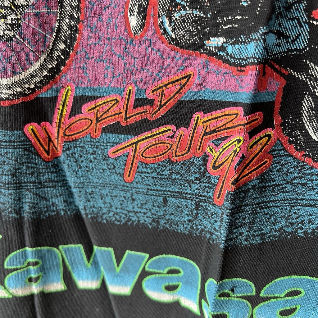 Vintage 1992 World Tour Dirt Sweat and Greese Kawasaki Ninja Motorcycle Black