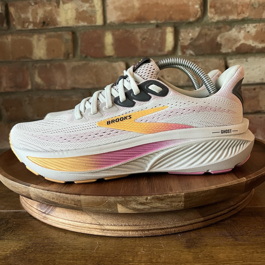 Brooks Ghost 17 Womens 6 2A Gray White Pink Neutral Running Shoes Sneaker
