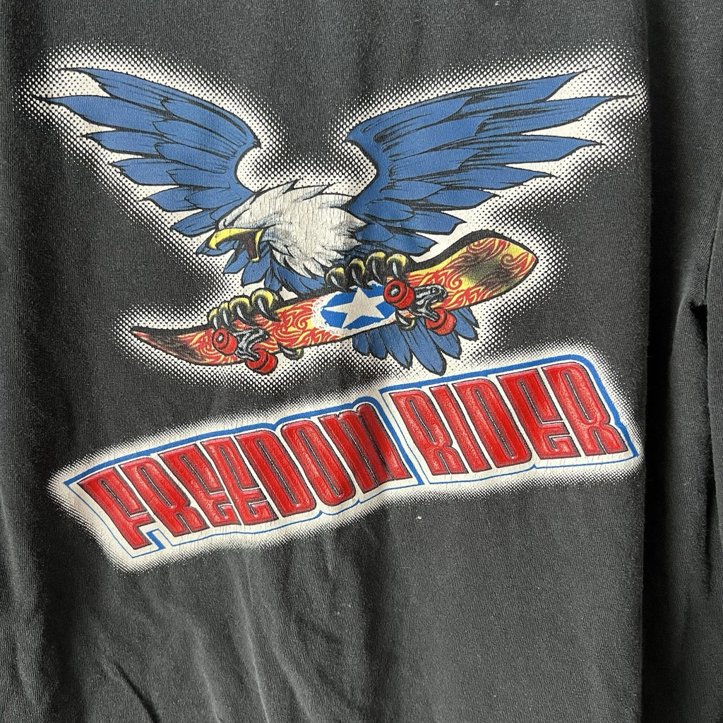 Vintage Y2K Skater T Shirt Boys Medium Surf 90s Grunge Kids Freedom Rider Eagle