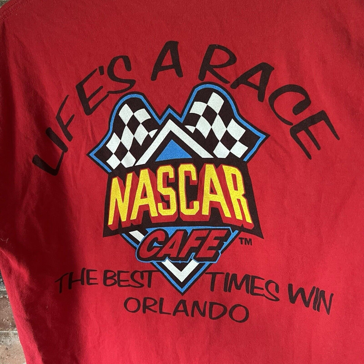 Vintage NASCAR Café Orlando "Life's a Race" Red Shirt - Men's M
