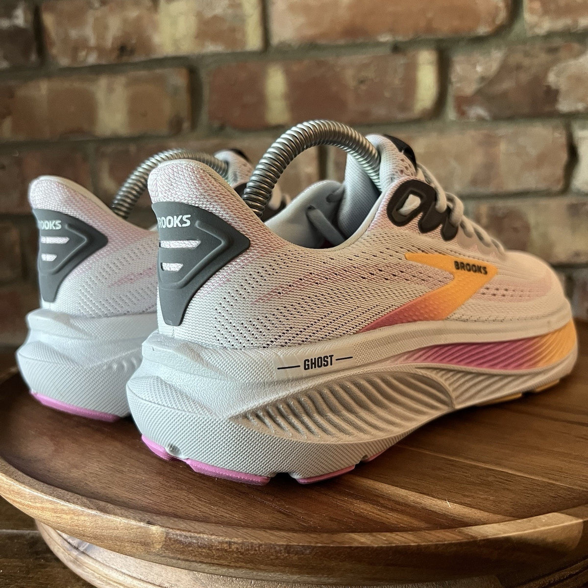 Brooks Ghost 17 Womens 6 2A Gray White Pink Neutral Running Shoes Sneaker