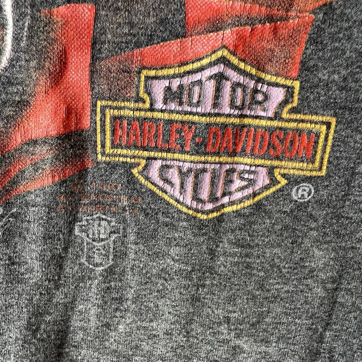 VINTAGE 1987 Harley Davidson 3D Emblem Bald Eagle Fort Worth TX Gray Faded
