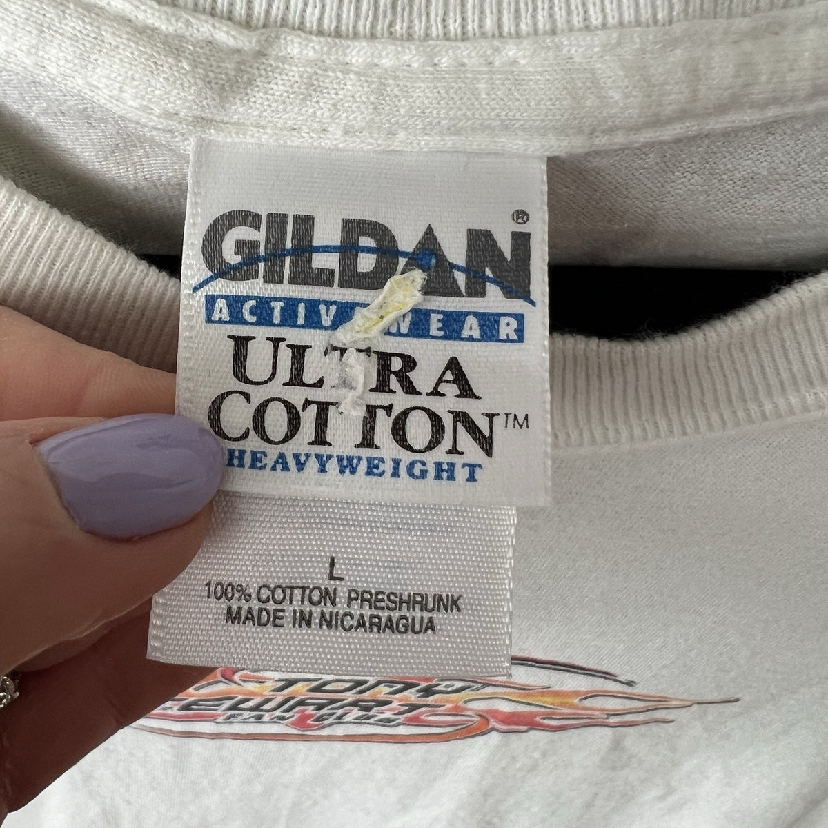Gildan Tony Stewart Fan Club Graphic Shirt Large White Orange