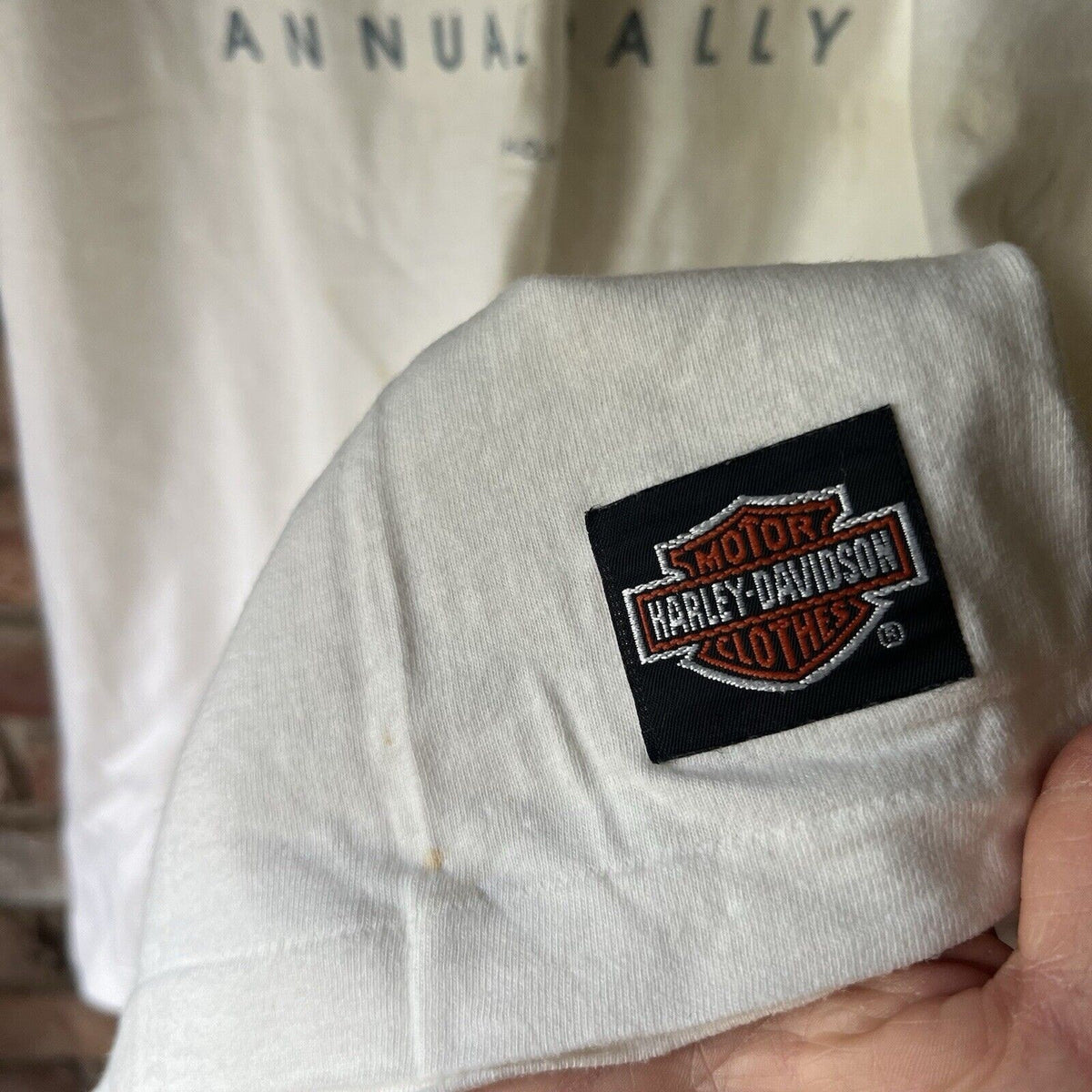 Harley Davidson Shirt Mens XL White Sturgis Annual Hog Rally 1990 Made in the US