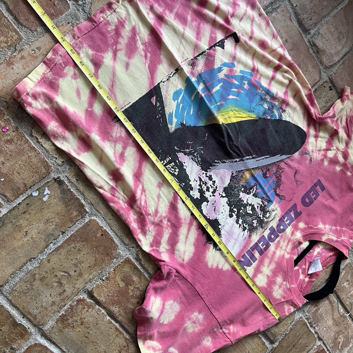 Vintage Led Zeppelin XL Hindenburg Crash Tie Dye Orange '95 Shirt Rock Faded