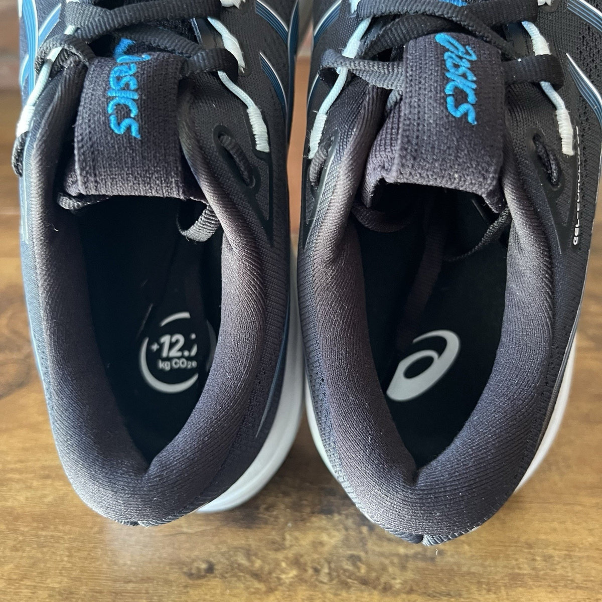 Asics Gel-Cumulus 28 Womens 8 Black Blue Cushioned Running Shoes Sneakers