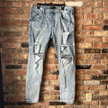 Purple Brand Size 38 Style P001 Slim Leg Button Fly Denim Paint Distressed Jeans