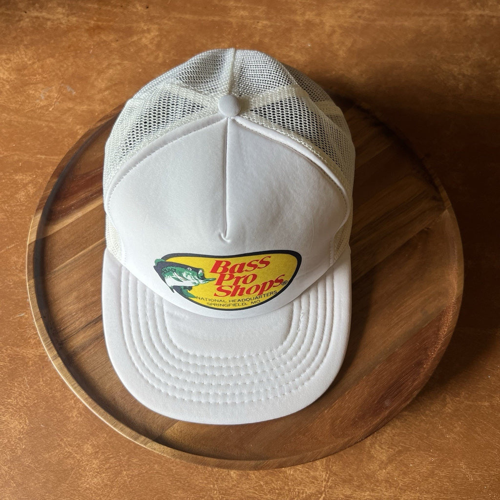 Vintage Bass Pro Shops Fishing Hunting Trucker Hat Snapback Cap White