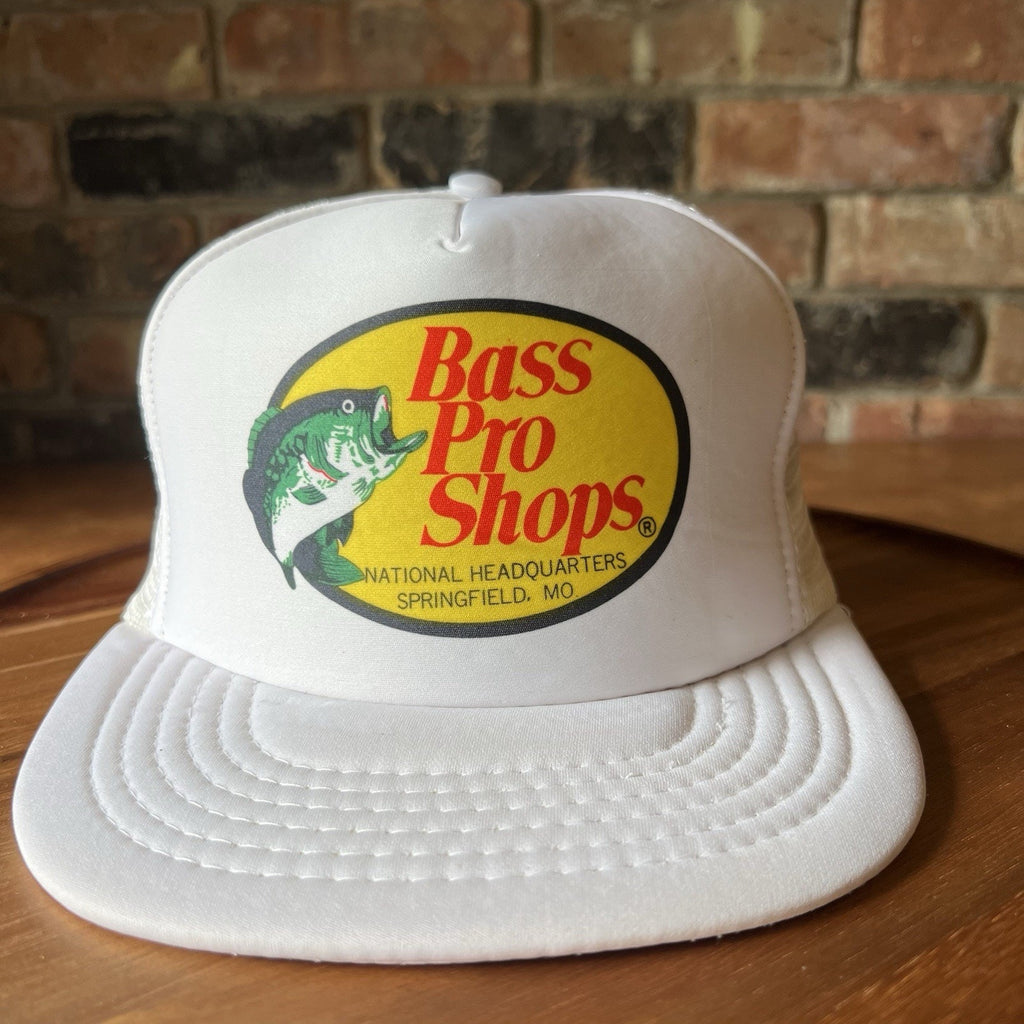 Vintage Bass Pro Shops Fishing Hunting Trucker Hat Snapback Cap White