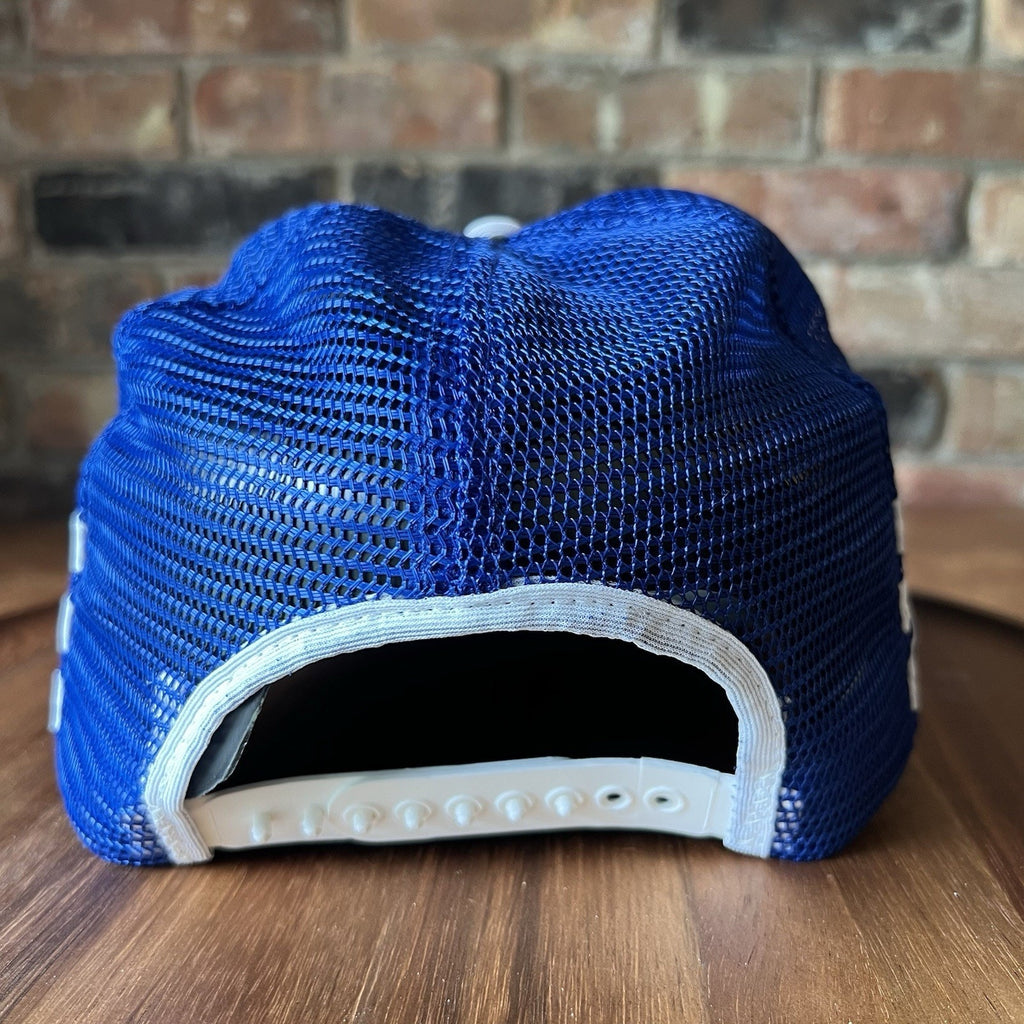 Vintage 80’s Kentucky Wildcats 3 Stripe SnapBack Trucker Hat Royal Blue Cap USA