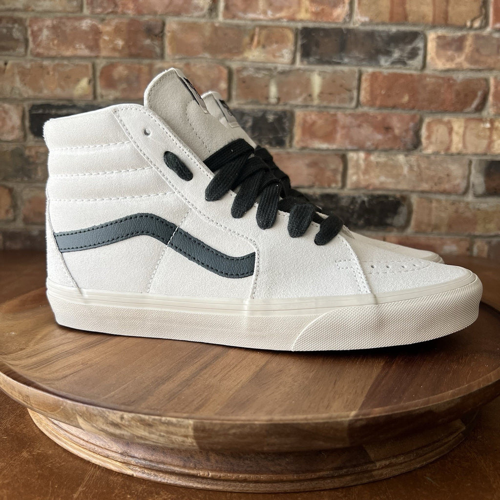 Vans SK8 Hi Oversized Laces White Suede Grey Stripe Womens 9.5 Men's 8 Shoes