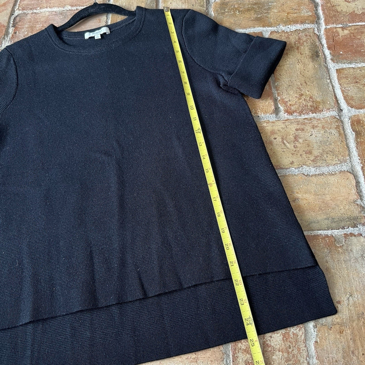 Madewell Black Wool Blend Women's S Waffle Knit Pullover Boxy Blouse Shirt