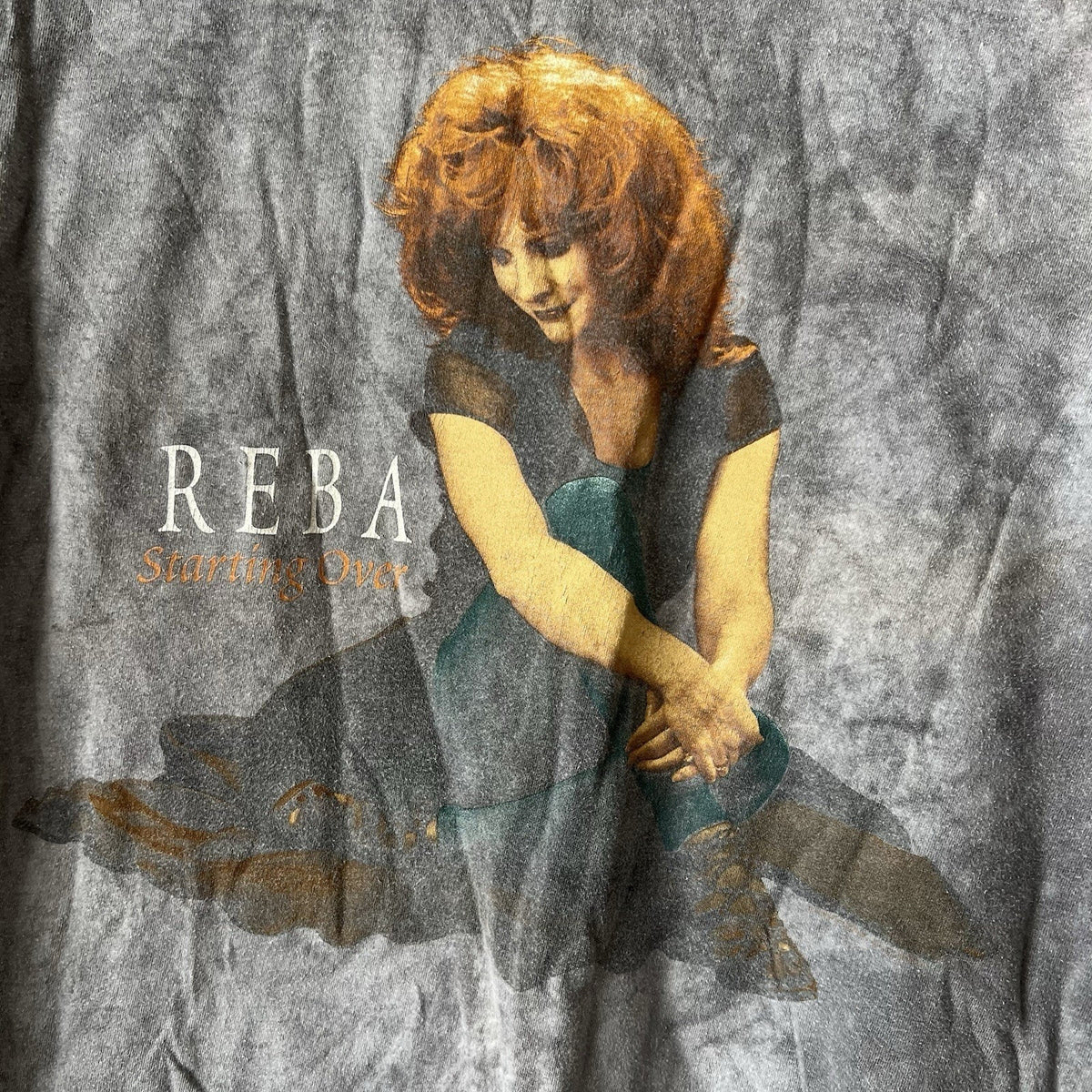Vintage Reba McEntire Starting Over 20 Years Country Tye Dye Gray Shirt XL 90s