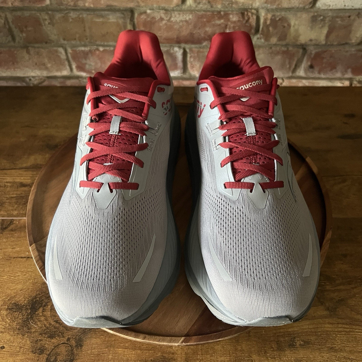 Saucony Hurricane 24 Max Cushion Stability Men's 15 Gray Crimson Running Shoes