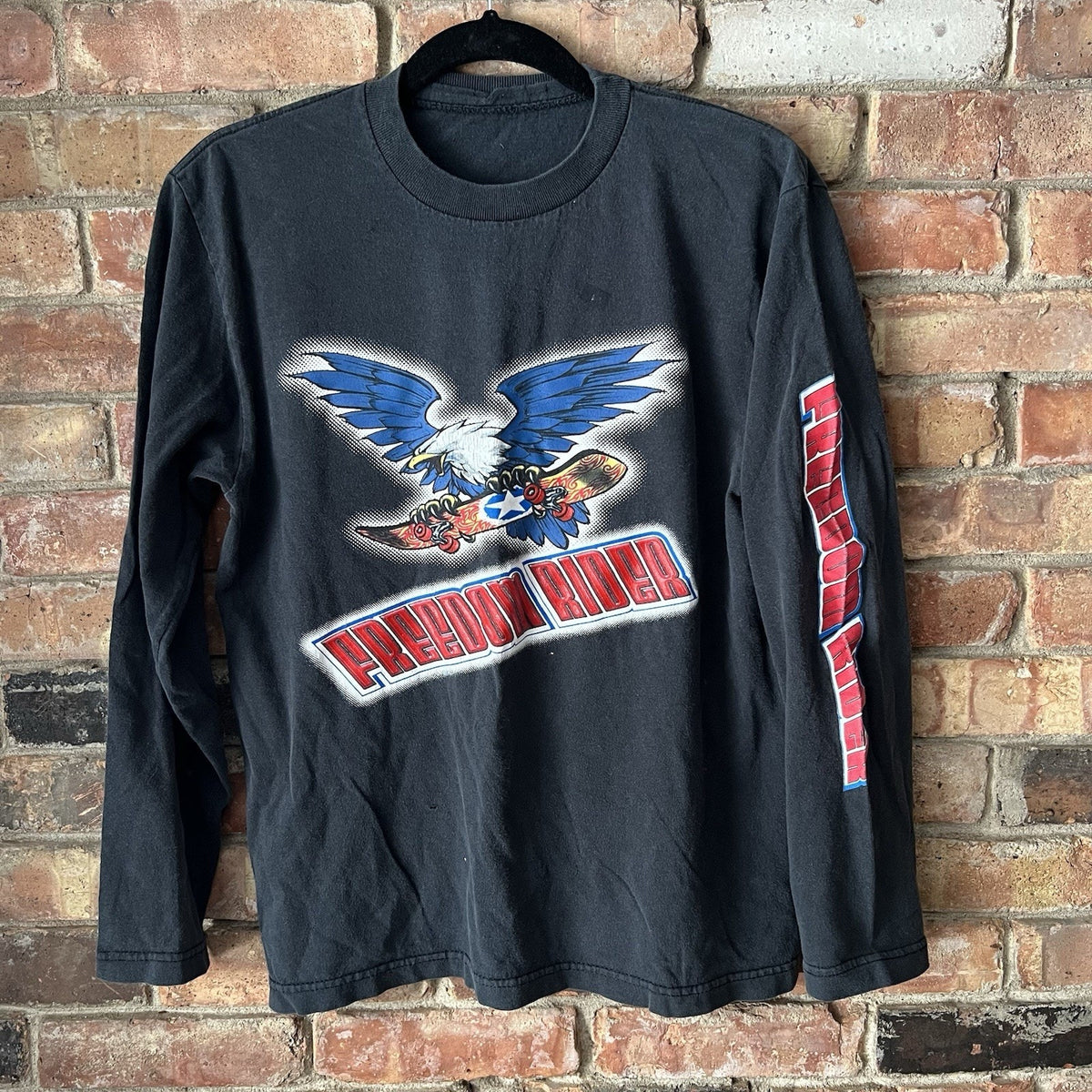 Vintage Y2K Skater T Shirt Boys Medium Surf 90s Grunge Kids Freedom Rider Eagle