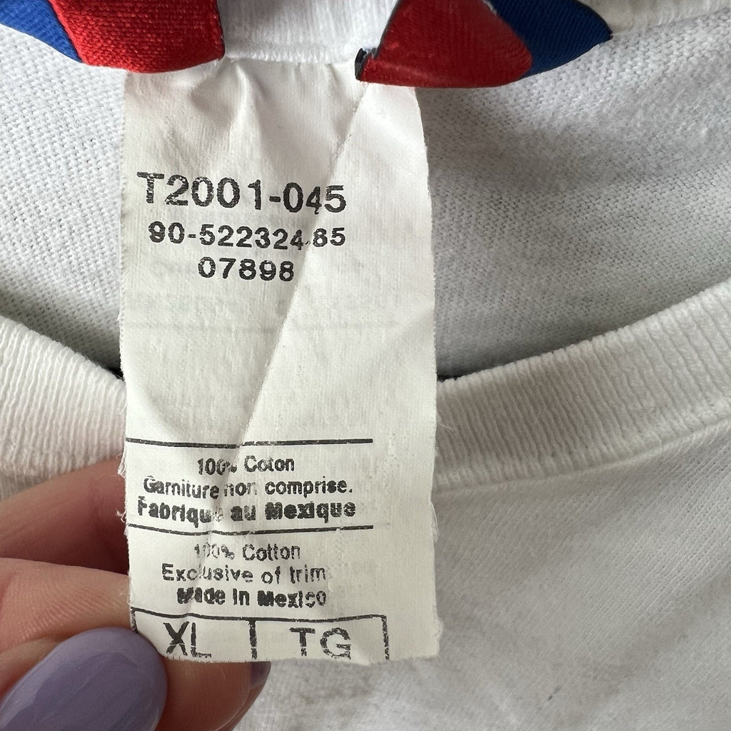 Vintage 90s XL Champion Spell Out White Blue Stitched BOXY Women's XL
