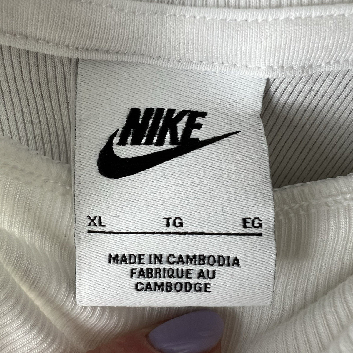 Nike Women's Sportswear Essential Ribbed MockNeck Short Sleeve Top White XL