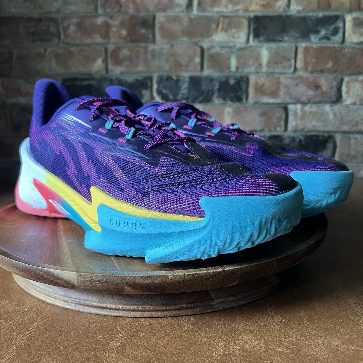 Under Armour Curry Series 7 Purple Blue Yellow Mens 15 Basketball Shoes Sneakers