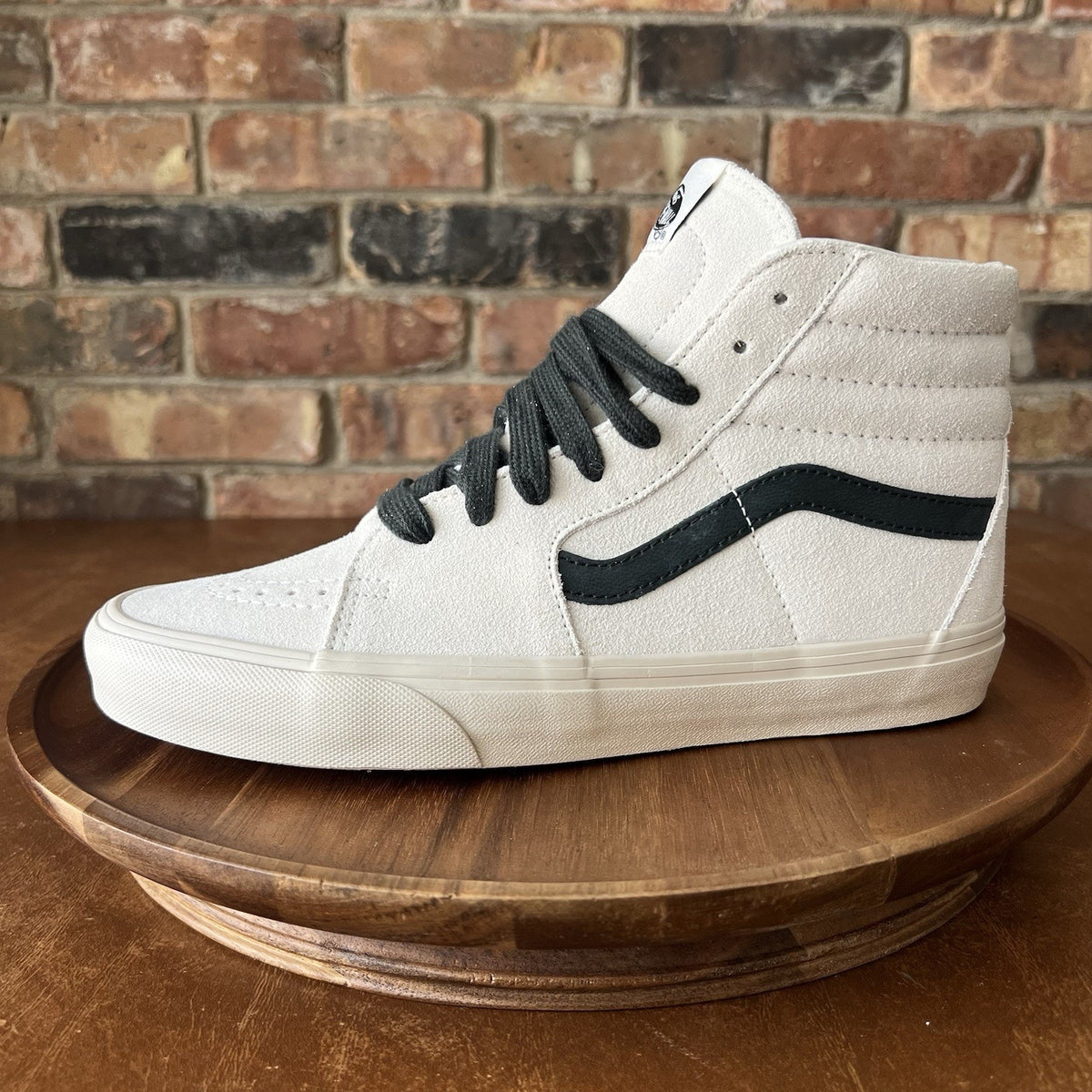 Vans SK8 Hi Oversized Laces White Suede Grey Stripe Womens 9.5 Men's 8 Shoes