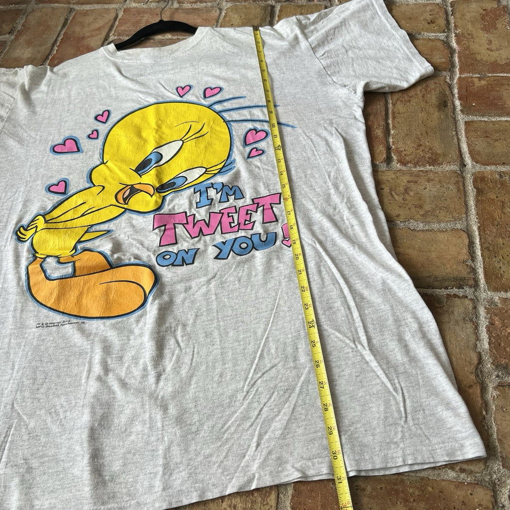 Vintage Tweety Im Tweet On You XL Gray Oversized Pajama Shirt 90's T-Shirts