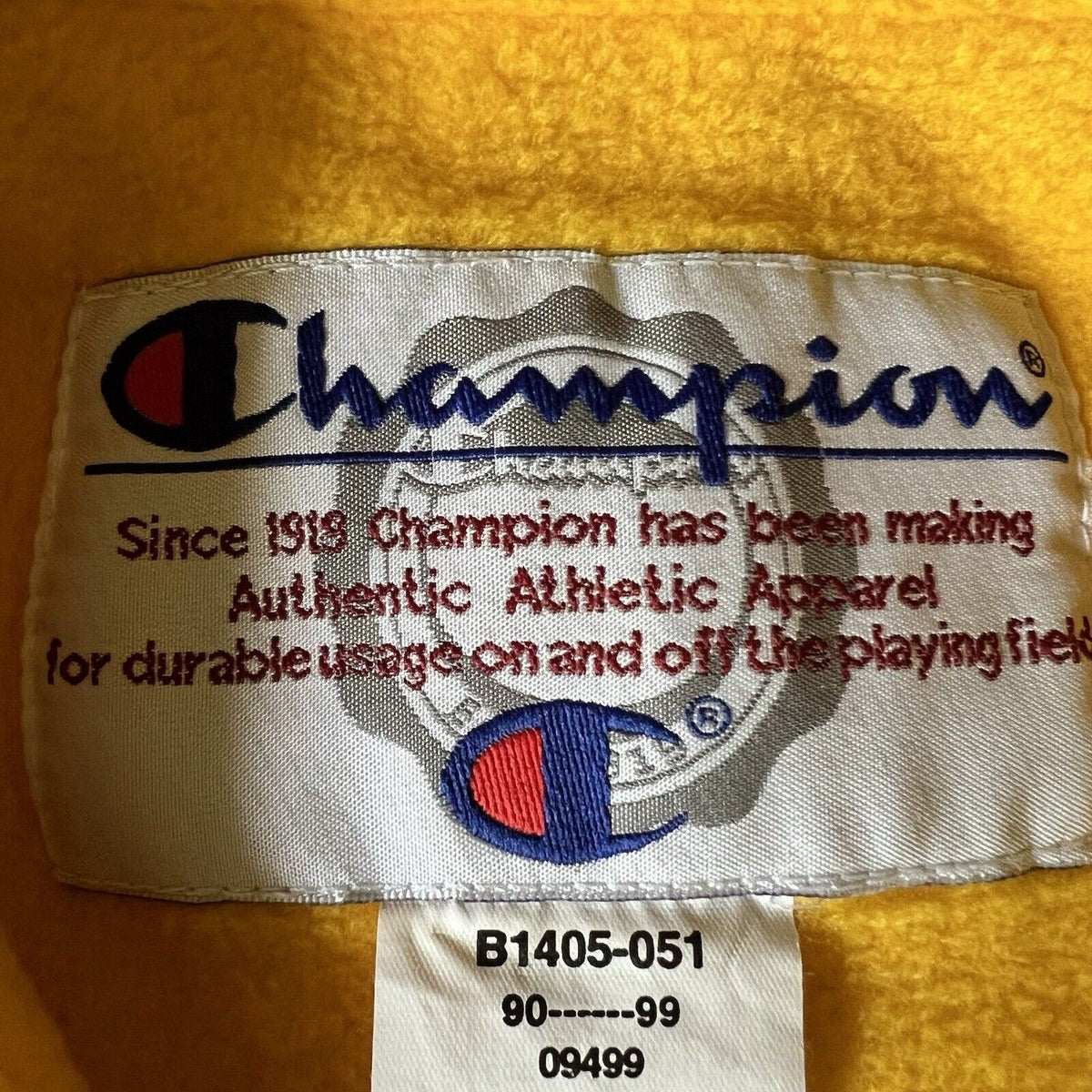 Vintage Yellow Black Champion Fleece Jacket Size XL Mountaineers Kangaroo Pouch