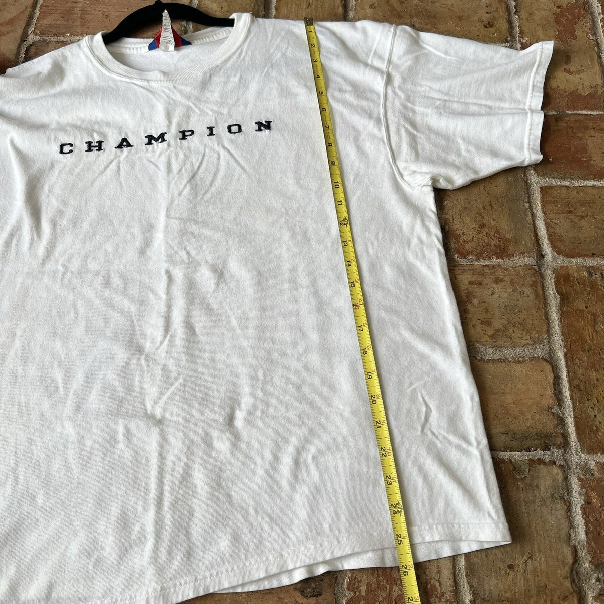 Vintage 90s XL Champion Spell Out White Blue Stitched BOXY Women's XL
