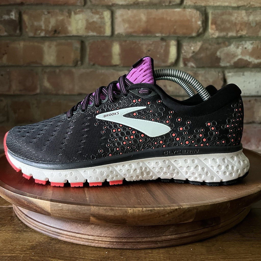 Brooks Glycerin 17 Cushion Black Fiery Coral Running Shoes Sneakers Womens 7 W