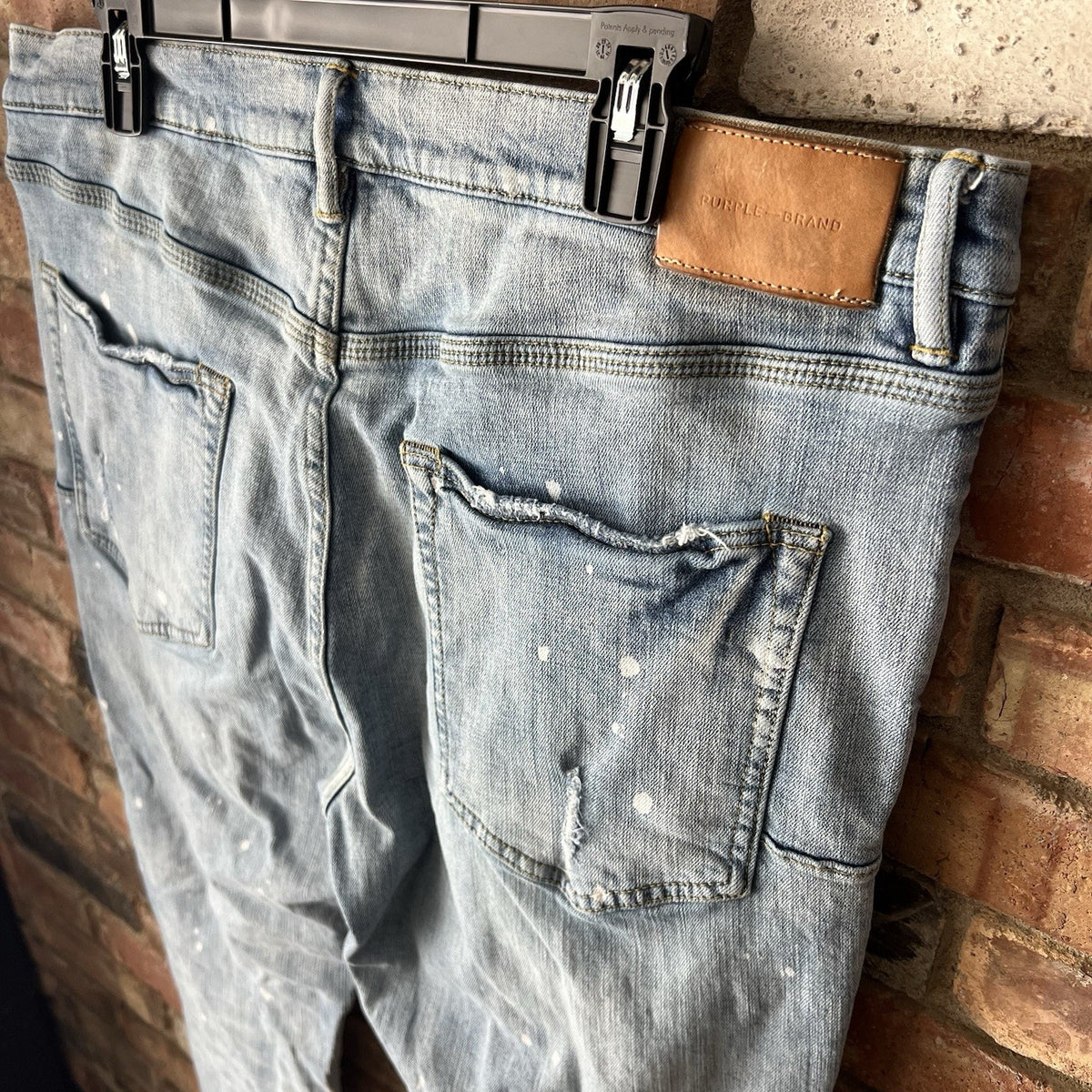 Purple Brand Size 38 Style P001 Slim Leg Button Fly Denim Paint Distressed Jeans