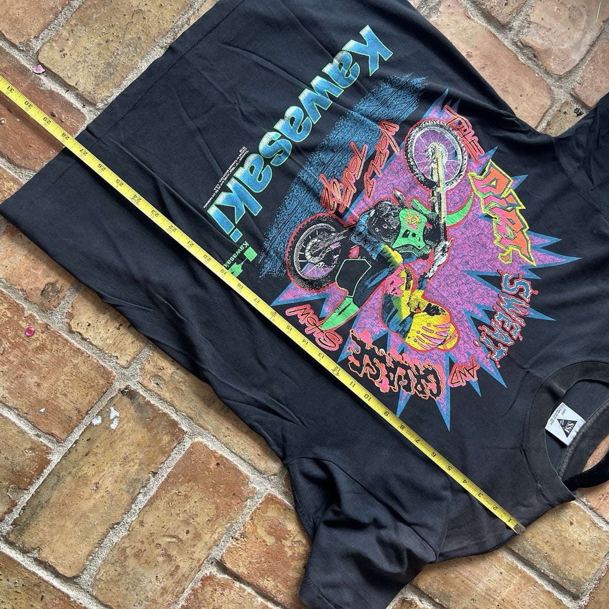 Vintage 1992 World Tour Dirt Sweat and Greese Kawasaki Ninja Motorcycle Black