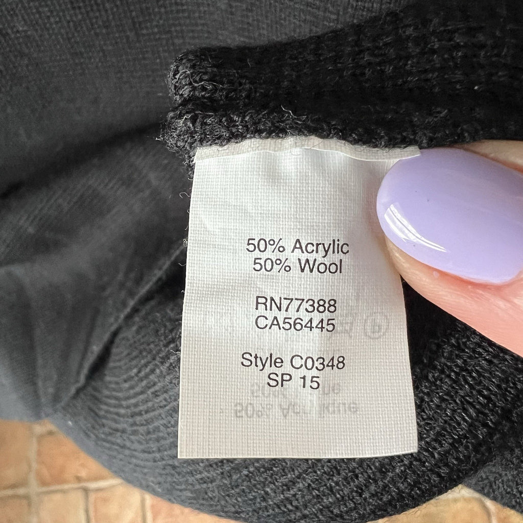 Madewell Black Wool Blend Women's S Waffle Knit Pullover Boxy Blouse Shirt