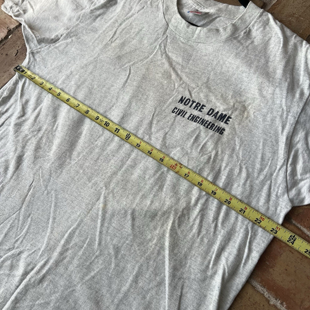 Vintage 90s Fruit of the Loom Men's XL Notre Dame Civil Engineering Shirts Gray