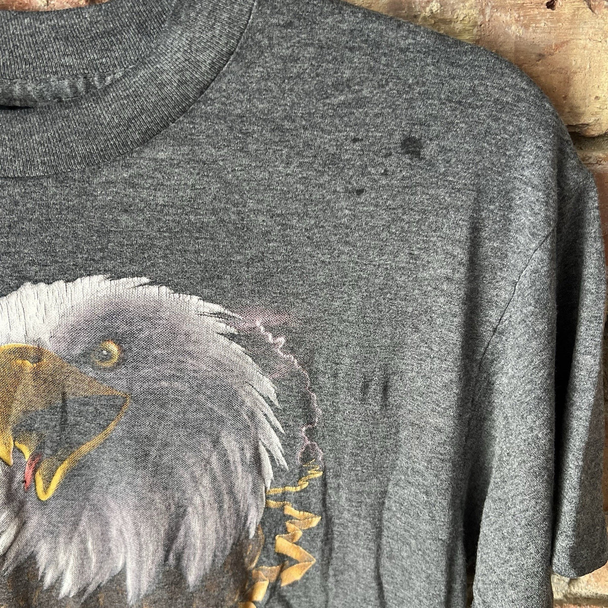 VINTAGE 1987 Harley Davidson 3D Emblem Bald Eagle Fort Worth TX Gray Faded