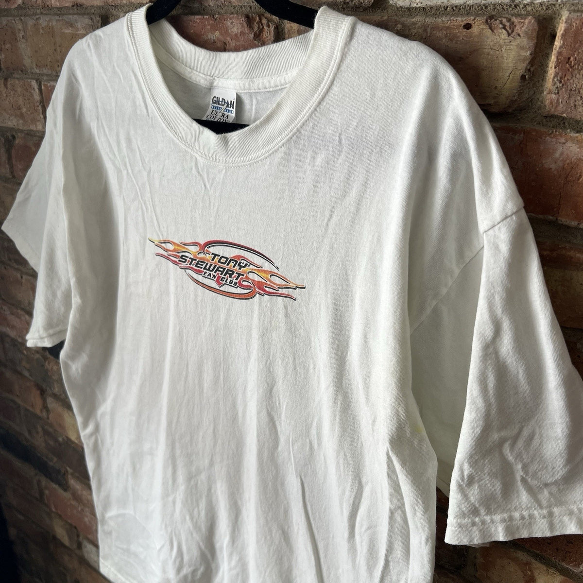 Gildan Tony Stewart Fan Club Graphic Shirt Large White Orange