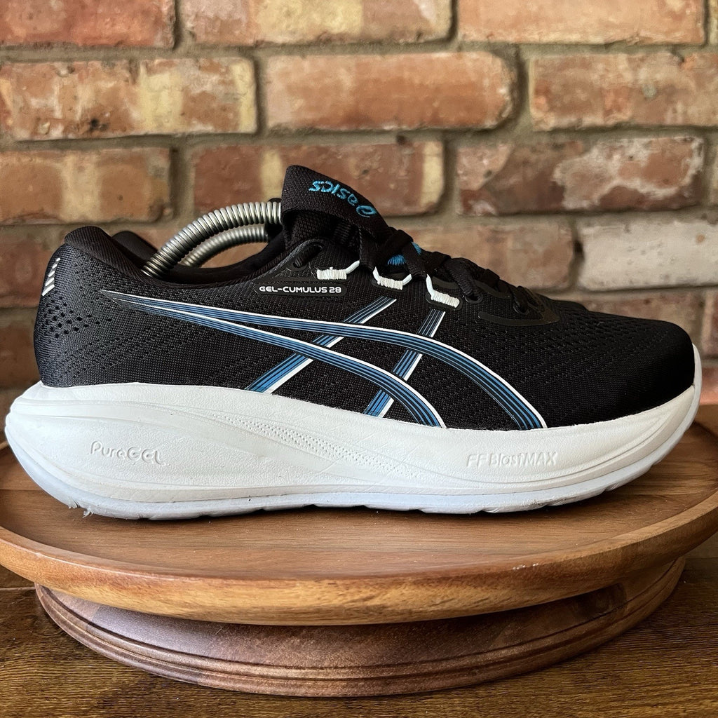 Asics Gel-Cumulus 28 Womens 8 Black Blue Cushioned Running Shoes Sneakers