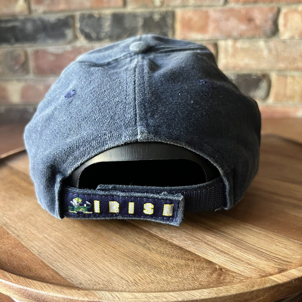 VINTAGE Thrashed Notre Dame Fighting Irish Hat Cap Strap Back Adult Blue