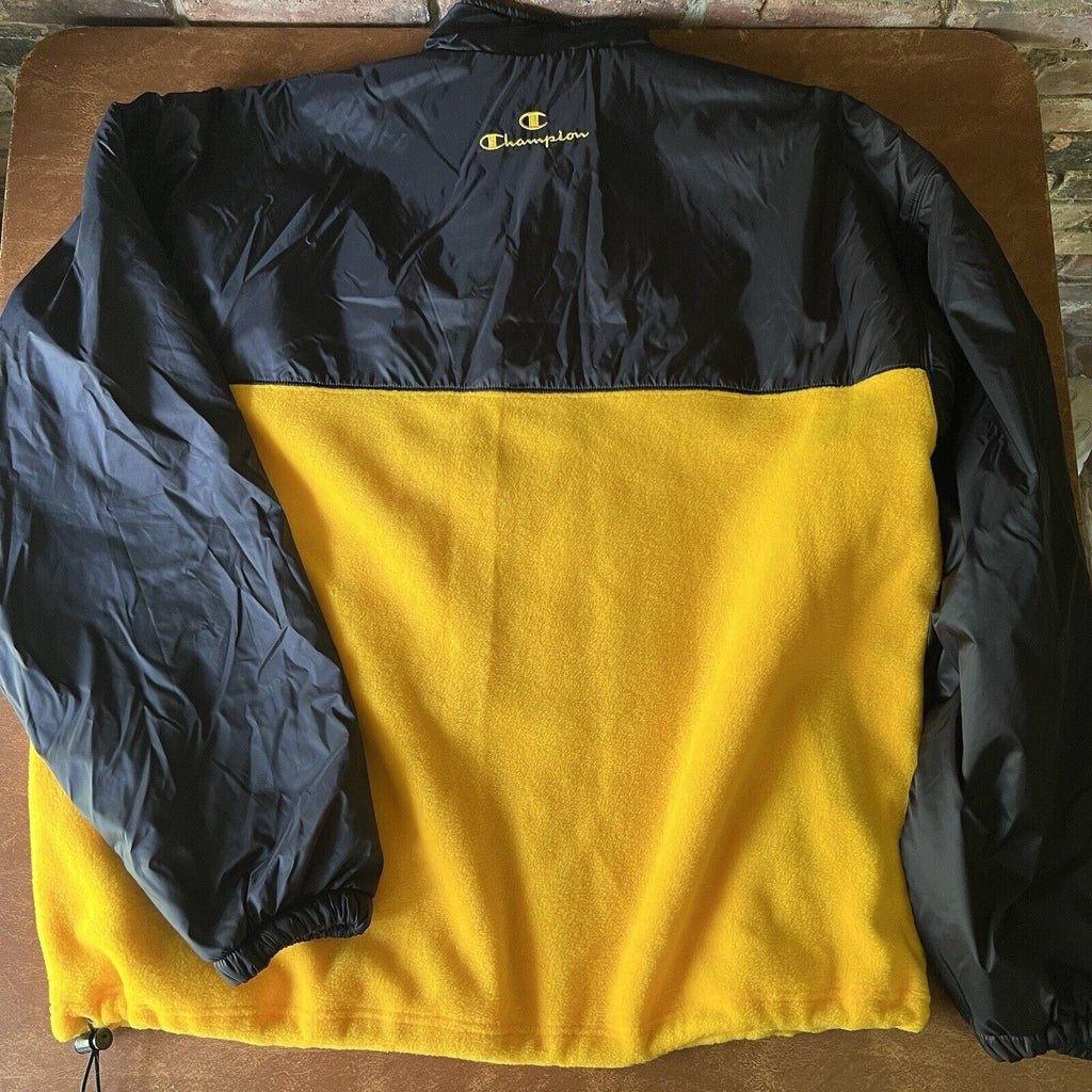 Vintage Yellow Black Champion Fleece Jacket Size XL Mountaineers Kangaroo Pouch