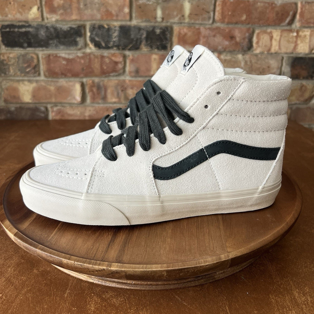 Vans SK8 Hi Oversized Laces White Suede Grey Stripe Womens 9.5 Men's 8 Shoes