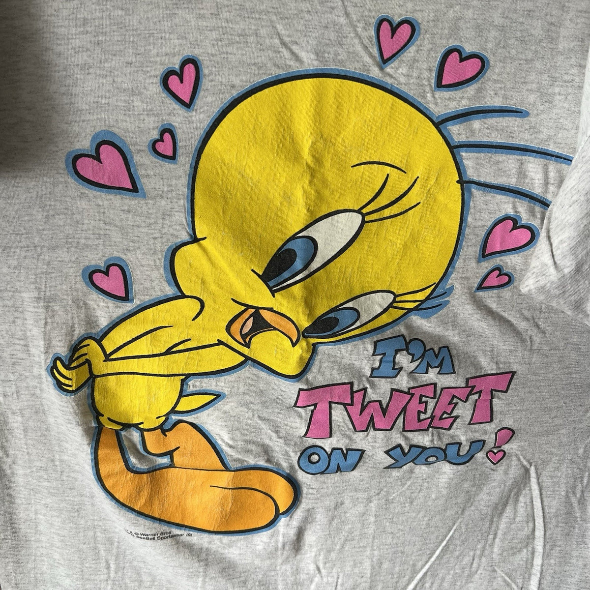 Vintage Tweety Im Tweet On You XL Gray Oversized Pajama Shirt 90's T-Shirts