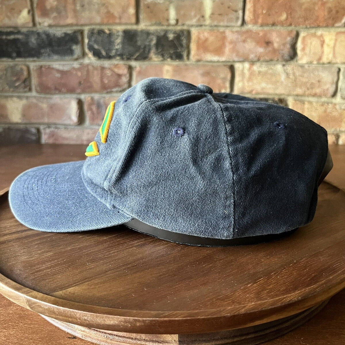 VINTAGE Thrashed Notre Dame Fighting Irish Hat Cap Strap Back Adult Blue