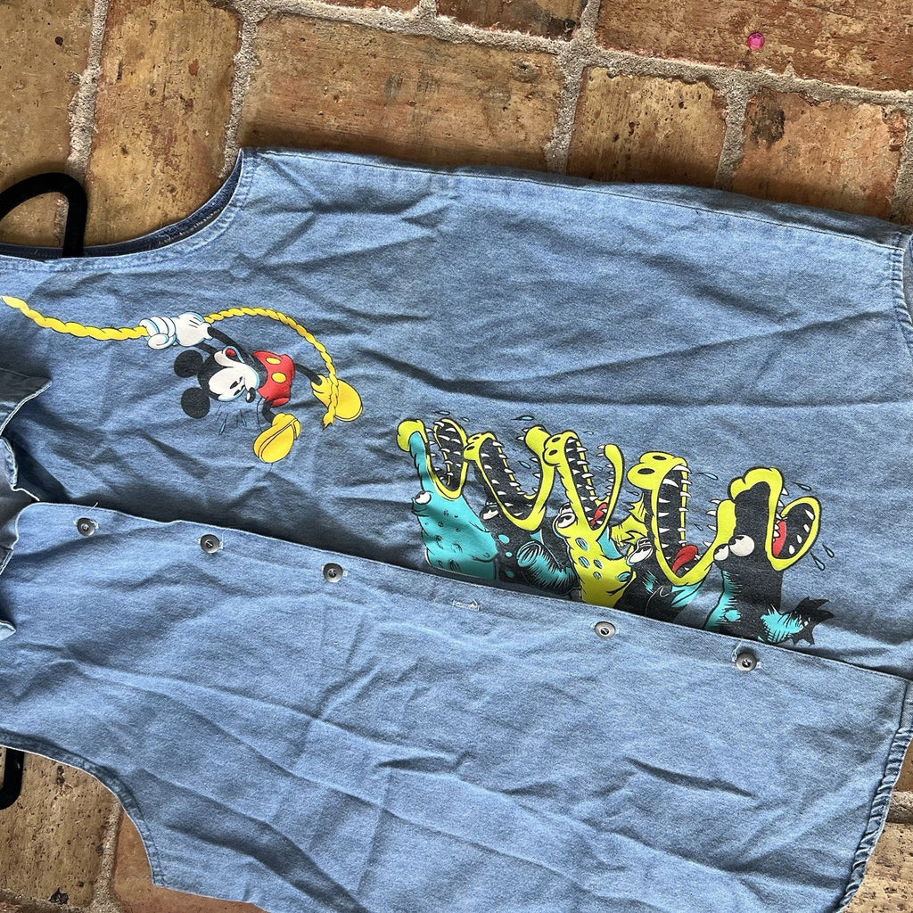 Vintage Mickey Jerry Leigh Denim Top Womens Medium Screenprint Alligators