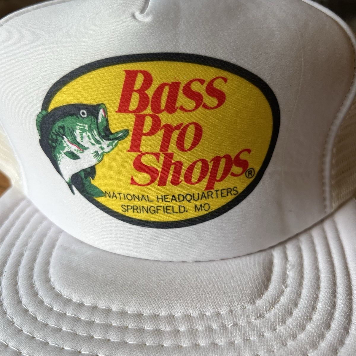Vintage Bass Pro Shops Fishing Hunting Trucker Hat Snapback Cap White